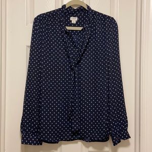 J. Crew XL Long-sleeve foulard drapey tie-neck top